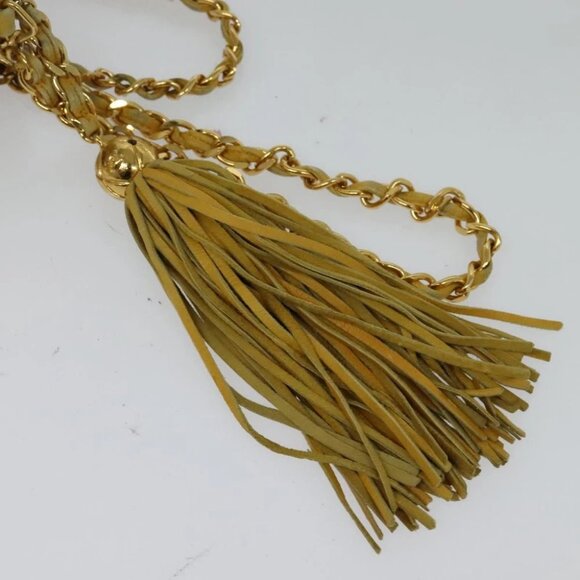 CHANEL Chain Shoulder Bag Lamb Skin Yellow Gold CC - Picture 9 of 15